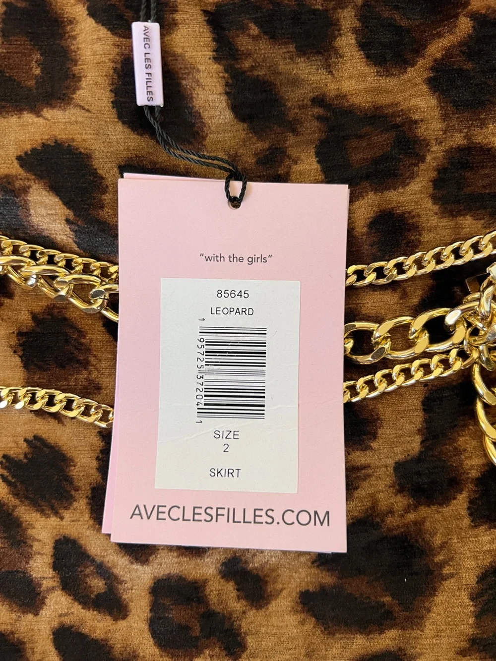 Avec Les Filles Leopard Print Mini Skirt with Gold Belt Detail